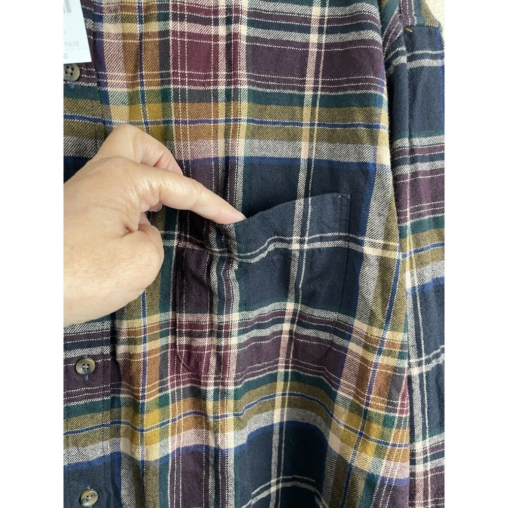 NWT! J. CREW Flannel Classic Men Black Plaid Button Shirt Cotton Casual Size XXL